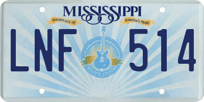 MS license plate LNF514