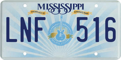 MS license plate LNF516