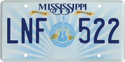 MS license plate LNF522
