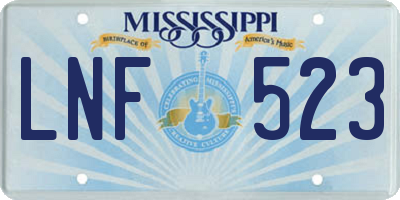 MS license plate LNF523