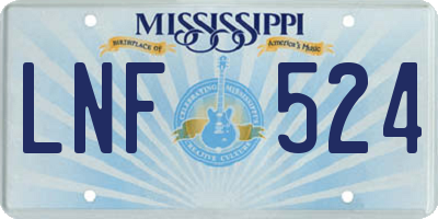 MS license plate LNF524