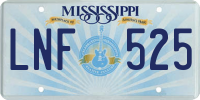 MS license plate LNF525