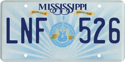 MS license plate LNF526