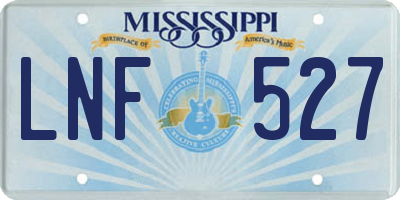 MS license plate LNF527
