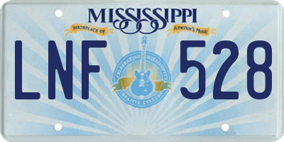 MS license plate LNF528