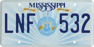 MS license plate LNF532