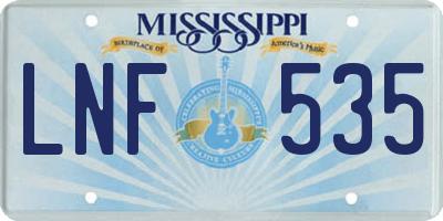 MS license plate LNF535