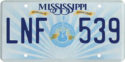MS license plate LNF539