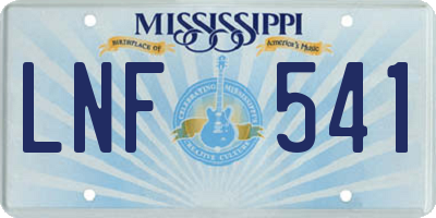 MS license plate LNF541