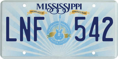 MS license plate LNF542