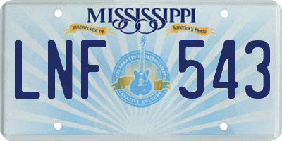 MS license plate LNF543