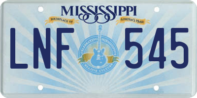 MS license plate LNF545