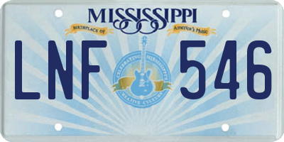 MS license plate LNF546