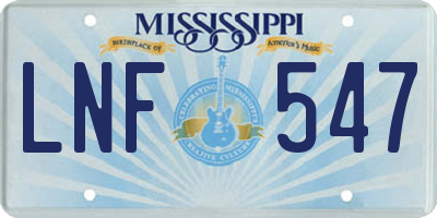 MS license plate LNF547