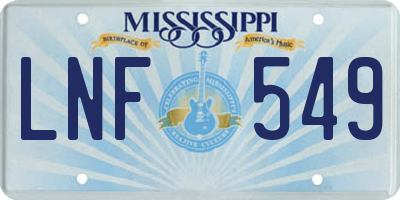 MS license plate LNF549