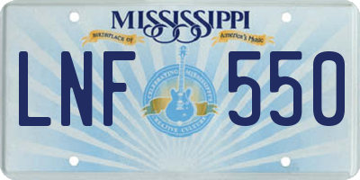 MS license plate LNF550