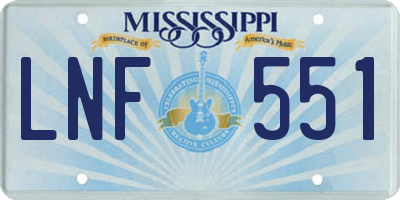 MS license plate LNF551