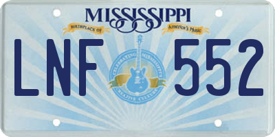 MS license plate LNF552