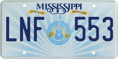 MS license plate LNF553