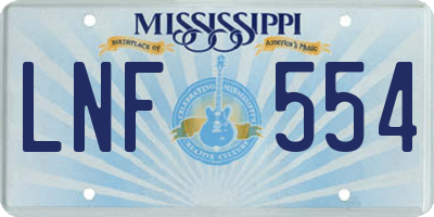 MS license plate LNF554