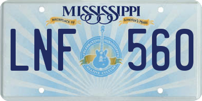MS license plate LNF560