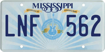MS license plate LNF562