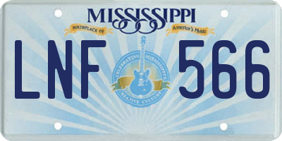 MS license plate LNF566
