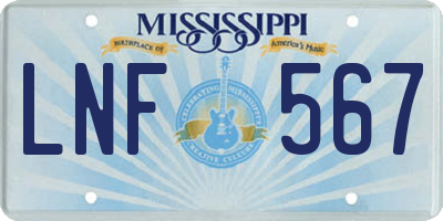 MS license plate LNF567