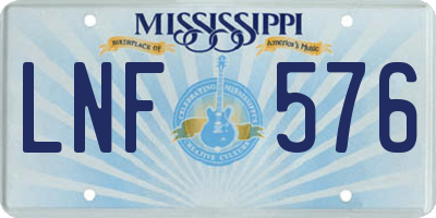 MS license plate LNF576