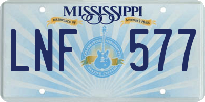 MS license plate LNF577