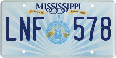 MS license plate LNF578