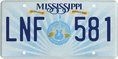 MS license plate LNF581