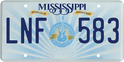 MS license plate LNF583