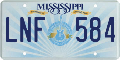 MS license plate LNF584