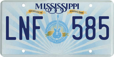 MS license plate LNF585