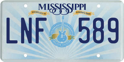 MS license plate LNF589