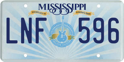 MS license plate LNF596