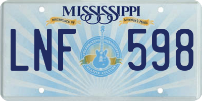 MS license plate LNF598