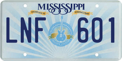 MS license plate LNF601