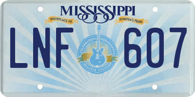 MS license plate LNF607