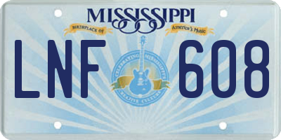 MS license plate LNF608