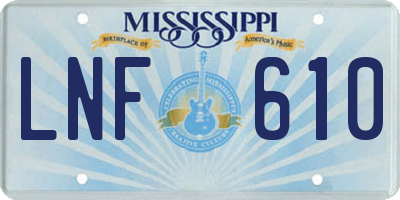 MS license plate LNF610