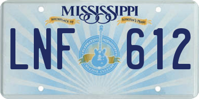 MS license plate LNF612