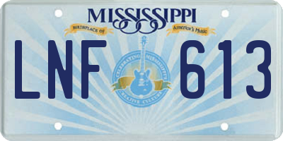 MS license plate LNF613