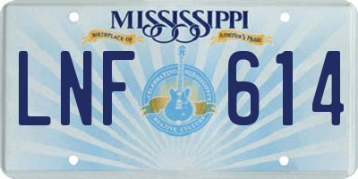 MS license plate LNF614