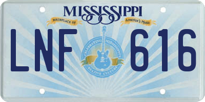 MS license plate LNF616