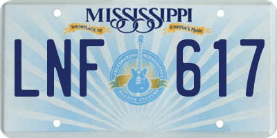 MS license plate LNF617