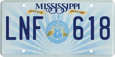MS license plate LNF618