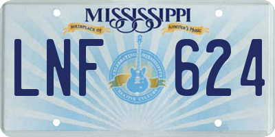 MS license plate LNF624