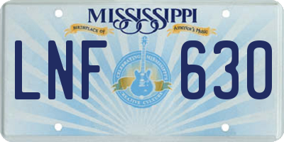 MS license plate LNF630